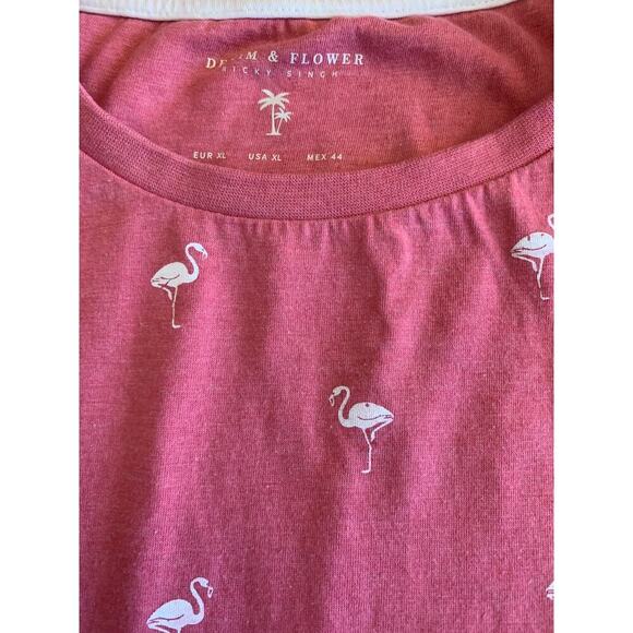 DENIM & FLOWERS Men's Slim Fit Flamingo Tee Shirt / Size: XL - Picture 4 of 7